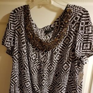 Style & Co Bejeweled Neck Blouse 22 NWT